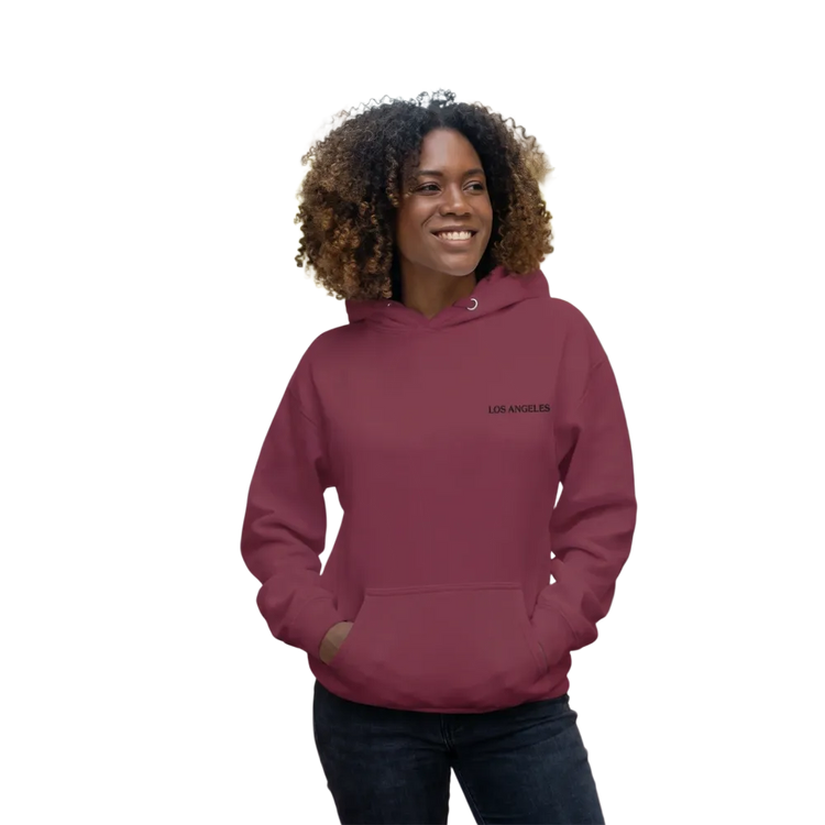 Hoodie von BUYATHOME24 in Los Angeles Design, unisex, bedruckbar, Größen S bis 3XL, weicher Baumwollstoff, casual getragen