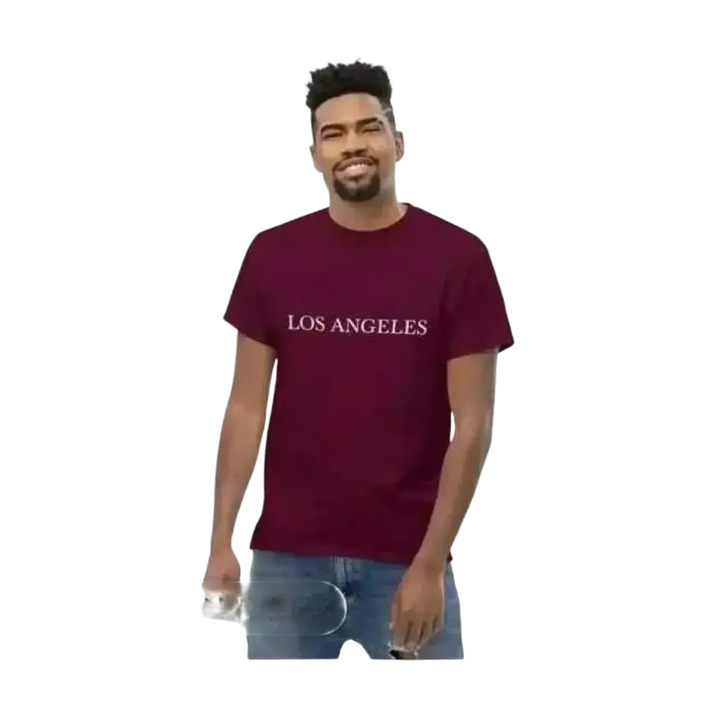 Graues Herren Kurzarm T-Shirt mit Los Angeles Grafik, unisex, Baumwolle, erhältlich in S bis 5XL bei BUYATHOME24.