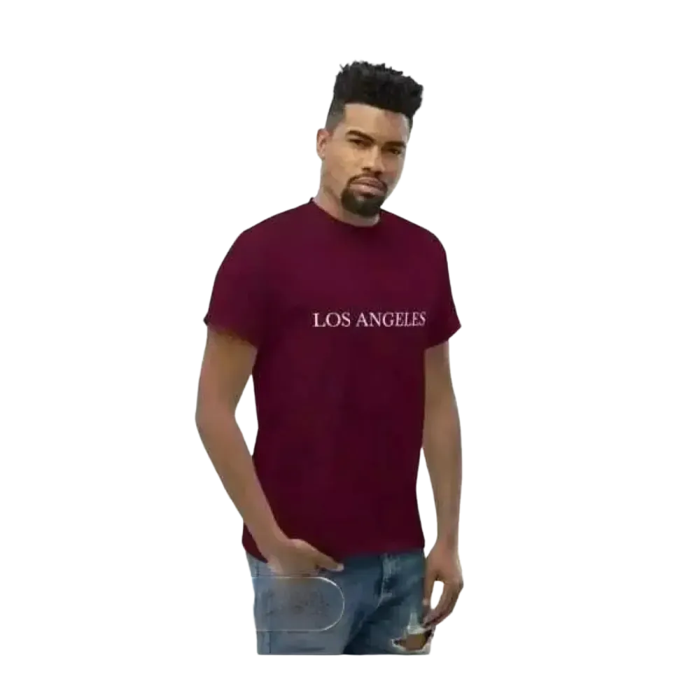 Unisex Baumwoll-T-Shirt mit LA Grafik, Kurzarm, in S-5XL, bequemes Alltags-Shirt für Herren, von BUYATHOME24.