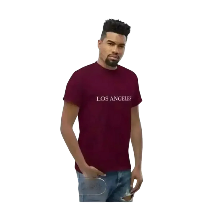 Unisex Baumwoll-T-Shirt mit LA Grafik, Kurzarm, in S-5XL, bequemes Alltags-Shirt für Herren, von BUYATHOME24.