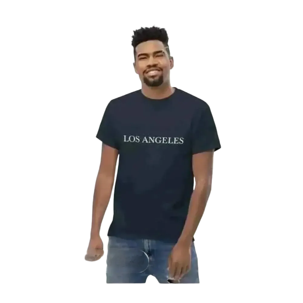 Graues unisex Baumwoll-T-Shirt mit Los Angeles Grafik, kurzärmelig, in den Größen S bis 5XL, von BUYATHOME24.