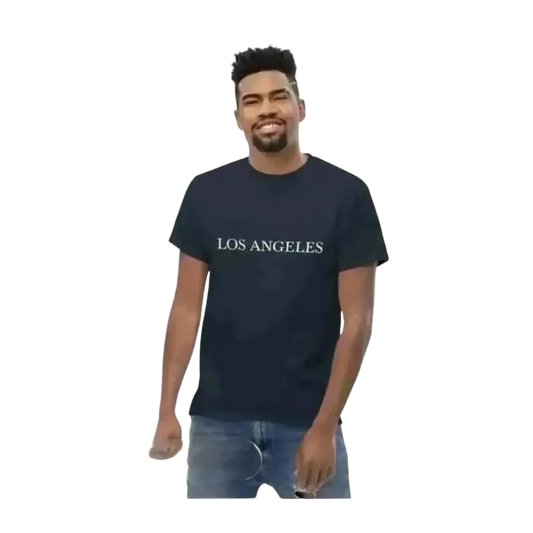 Graues unisex Baumwoll-T-Shirt mit Los Angeles Grafik, kurzärmelig, in den Größen S bis 5XL, von BUYATHOME24.