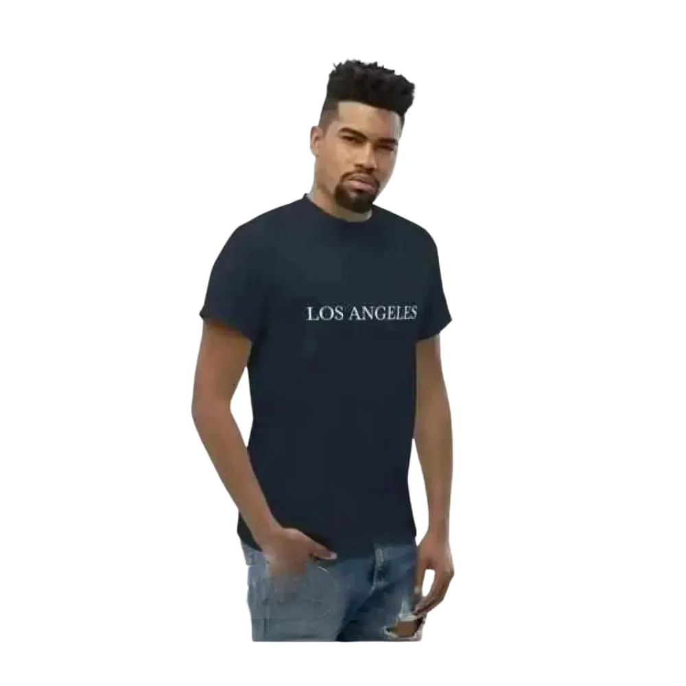 Graues Kurzarm T-Shirt mit Los Angeles Grafik für Herren, Unisex, aus Baumwolle, in den Größen S bis 5XL