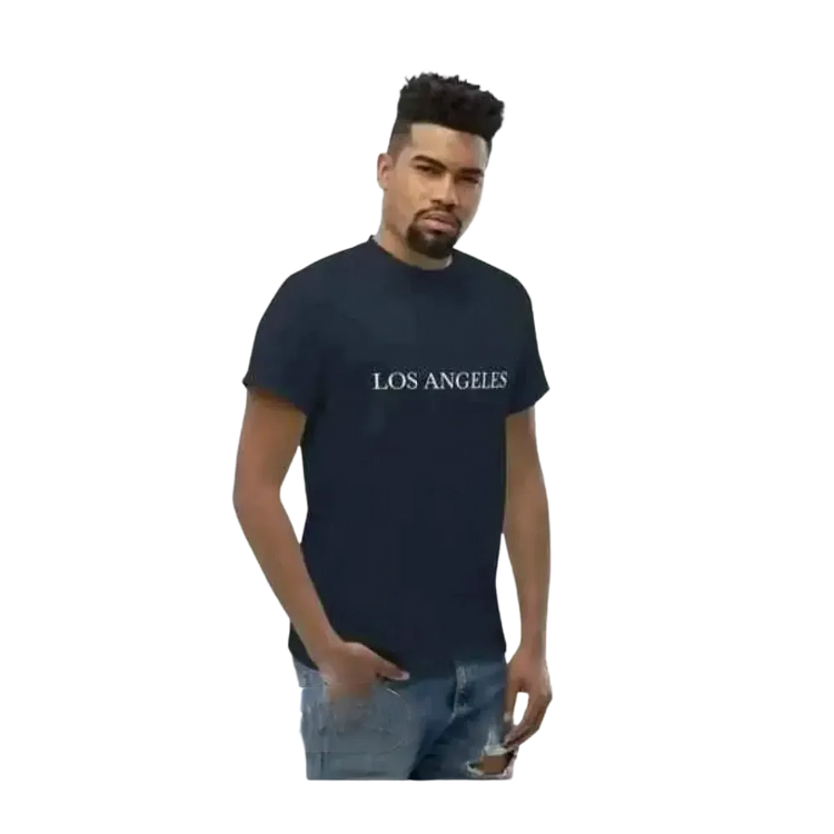 Graues Kurzarm T-Shirt mit Los Angeles Grafik für Herren, Unisex, aus Baumwolle, in den Größen S bis 5XL