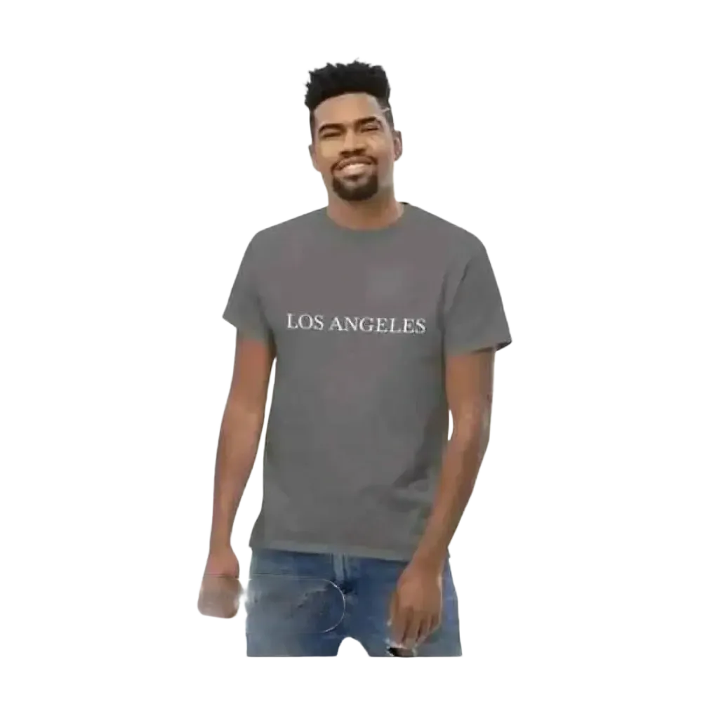Graues Unisex Grafik-T-Shirt aus Baumwolle in S bis 5XL mit Los Angeles Design, kurzarm, von BUYATHOME24.