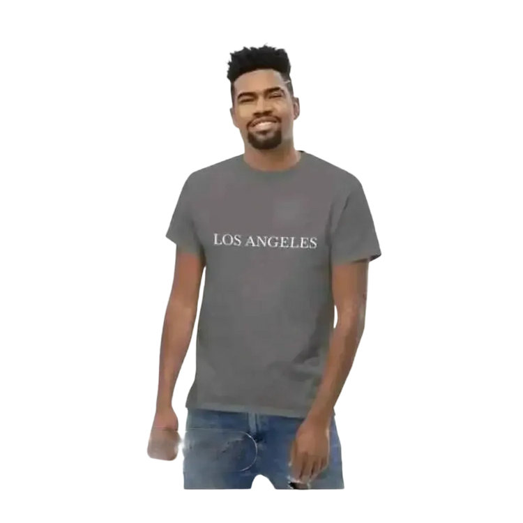 Graues Unisex Grafik-T-Shirt aus Baumwolle in S bis 5XL mit Los Angeles Design, kurzarm, von BUYATHOME24.