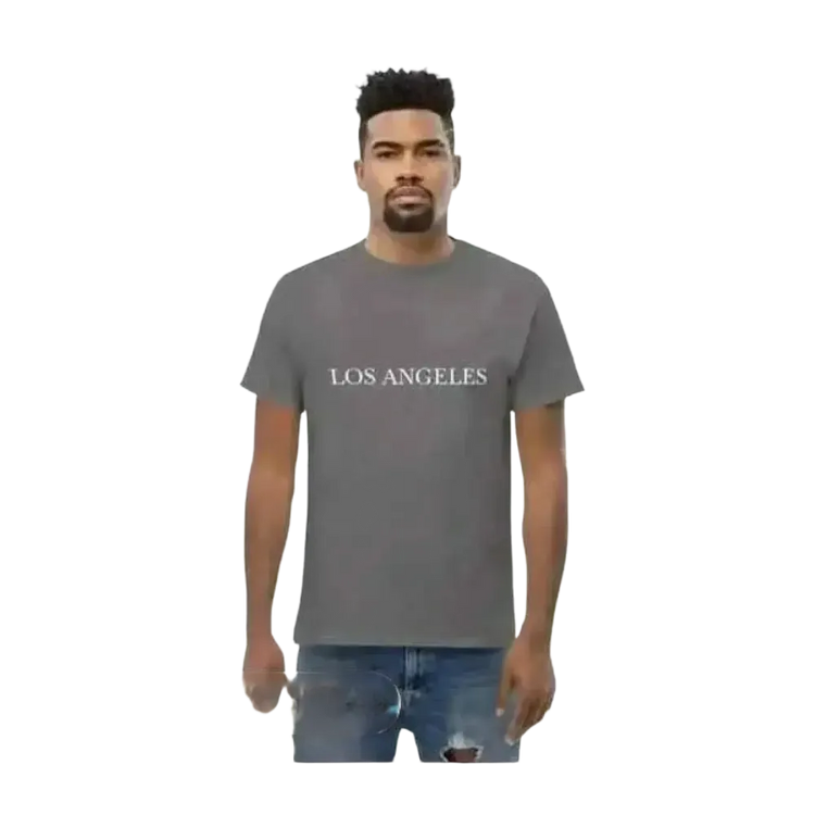Graues Herren-Graphic-T-Shirt aus Baumwolle, Unisex, Kurzarm, in den Größen S bis 5XL, mit stilvollem Los Angeles Design.
