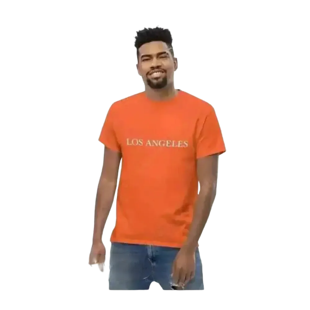 Graues unisex Baumwoll-T-Shirt mit Los Angeles Grafik, Kurzarm, für Herren, erhältlich in Größen S bis 5XL