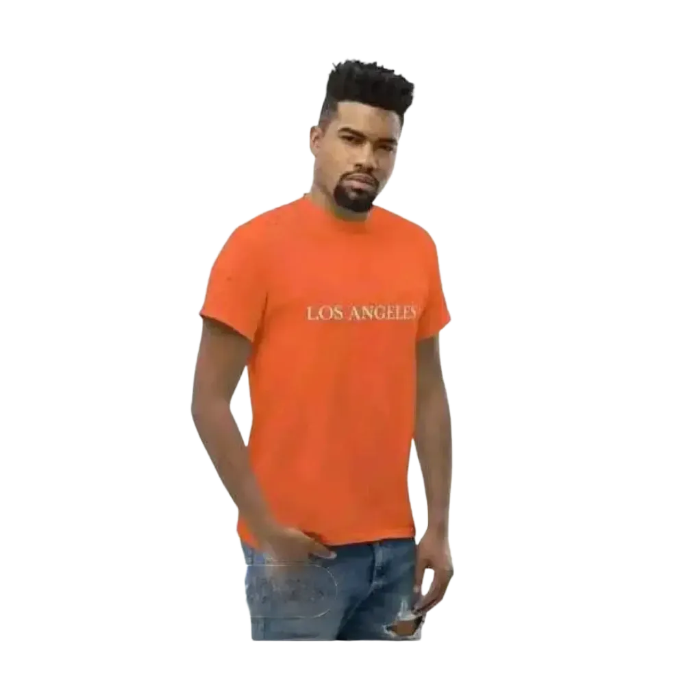 Graues Herren-Unisex T-Shirt mit Los Angeles Grafik, Baumwolle, kurzarm, erhältlich in Größen S bis 5XL.