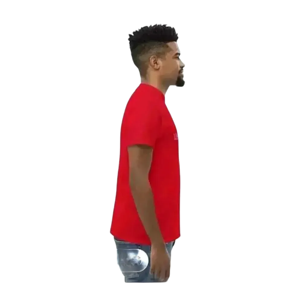 Grafik Unisex T-Shirt von BUYATHOME24 aus Baumwolle, kurzärmelig, in S bis 5XL, mit L.A. Grafik auf weißem Hintergrund.