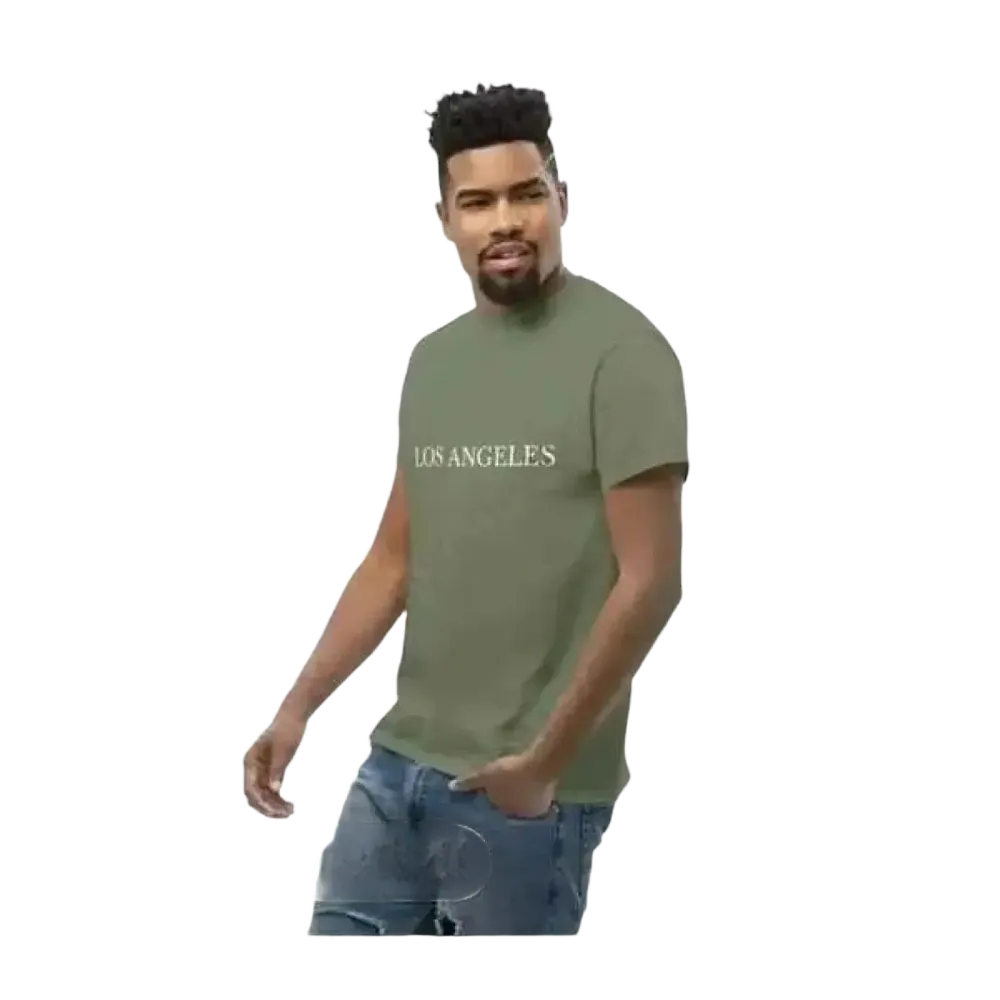 Graues Herren-T-Shirt aus Baumwolle mit LA-Design, unisex, Kurzarm, erhältlich in den Größen S bis 5XL.