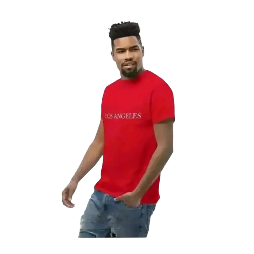 Graues Herren-Unisext-Shirt mit Los Angeles Grafik, Baumwolle, Kurzarm, in den Größen S bis 5XL, von BUYATHOME24.