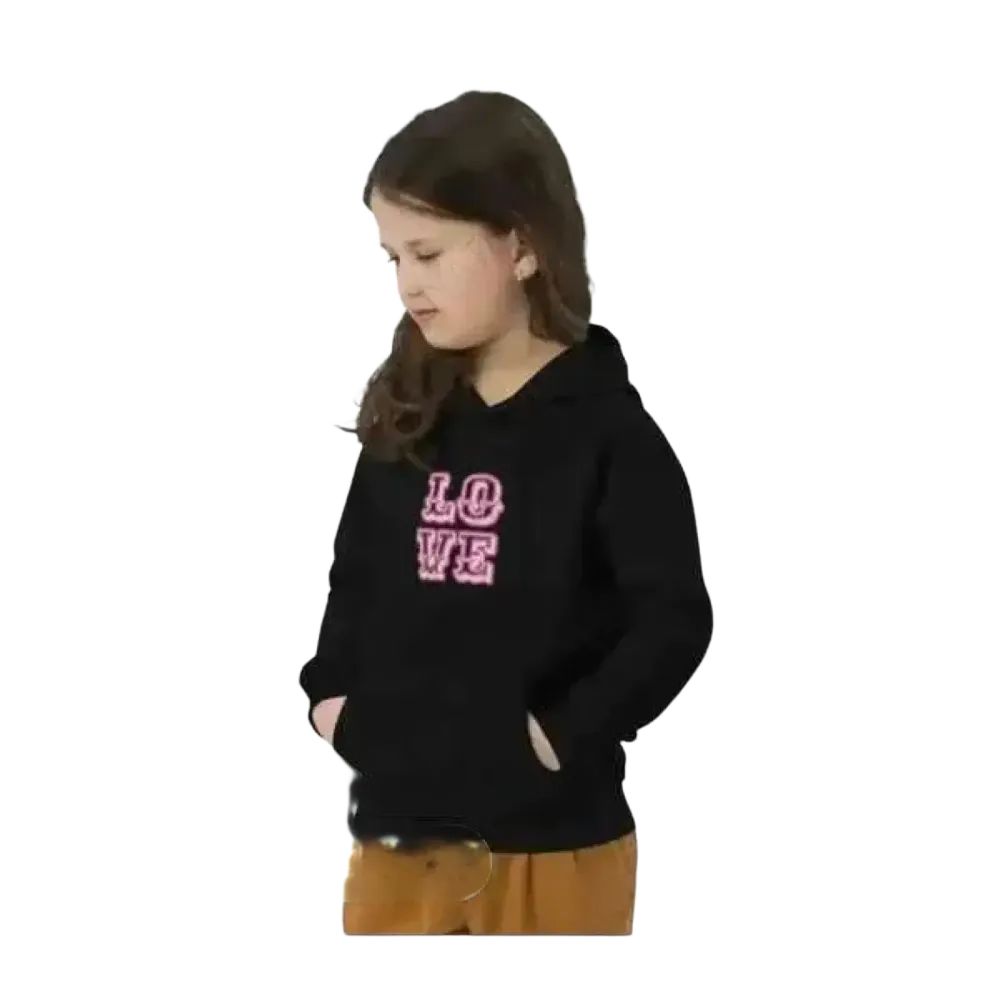 Mädchen Hoodie aus Baumwolle mit Love Grafik, Kinder Kapuzenpullover für Mädchen 4-12 Jahre, bequemer Kinder Hoodie von BUYATHOME24