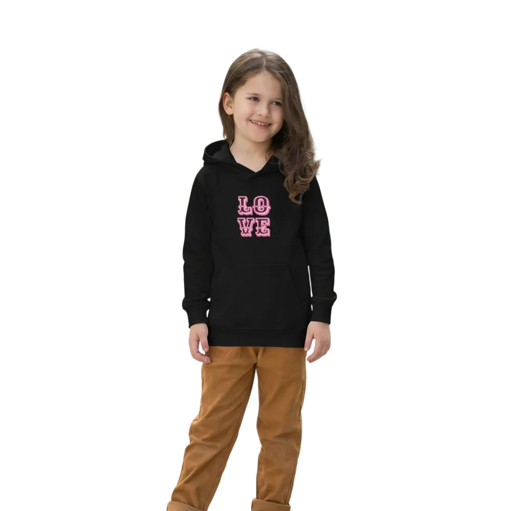 Grauer Kinder-Hoodie mit Love-Grafik für Mädchen, Baumwolle, 4-12 Jahre, bequemer Kapuzenpullover von BUYATHOME24