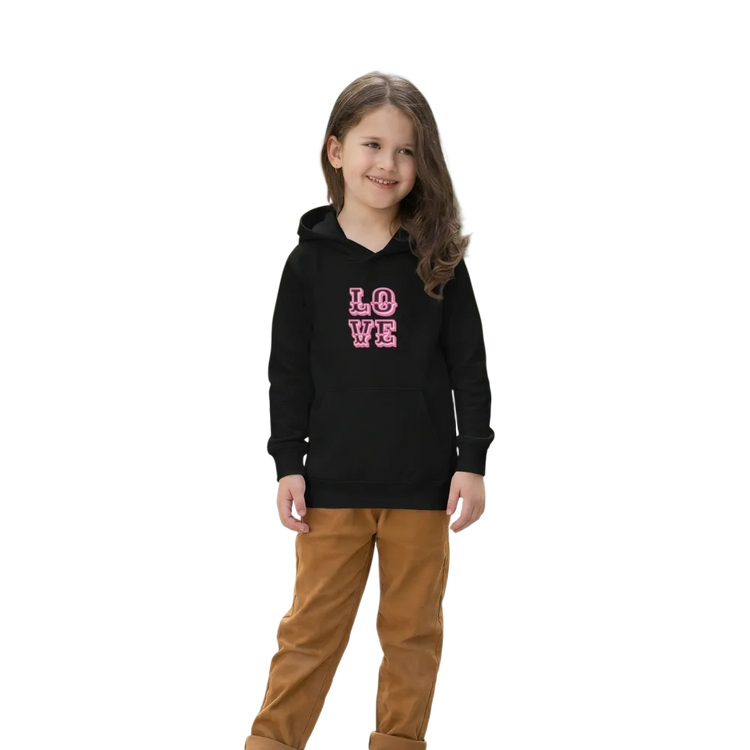 Grauer Kinder-Hoodie mit Love-Grafik für Mädchen, Baumwolle, 4-12 Jahre, bequemer Kapuzenpullover von BUYATHOME24