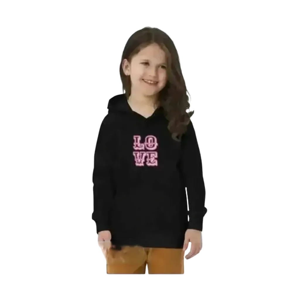Mädchen Hoodie aus Baumwolle mit Love Grafik, Kinder Kapuzenpullover für Mädchen 4-12 Jahre, bequemer Baumwoll-Hoodie