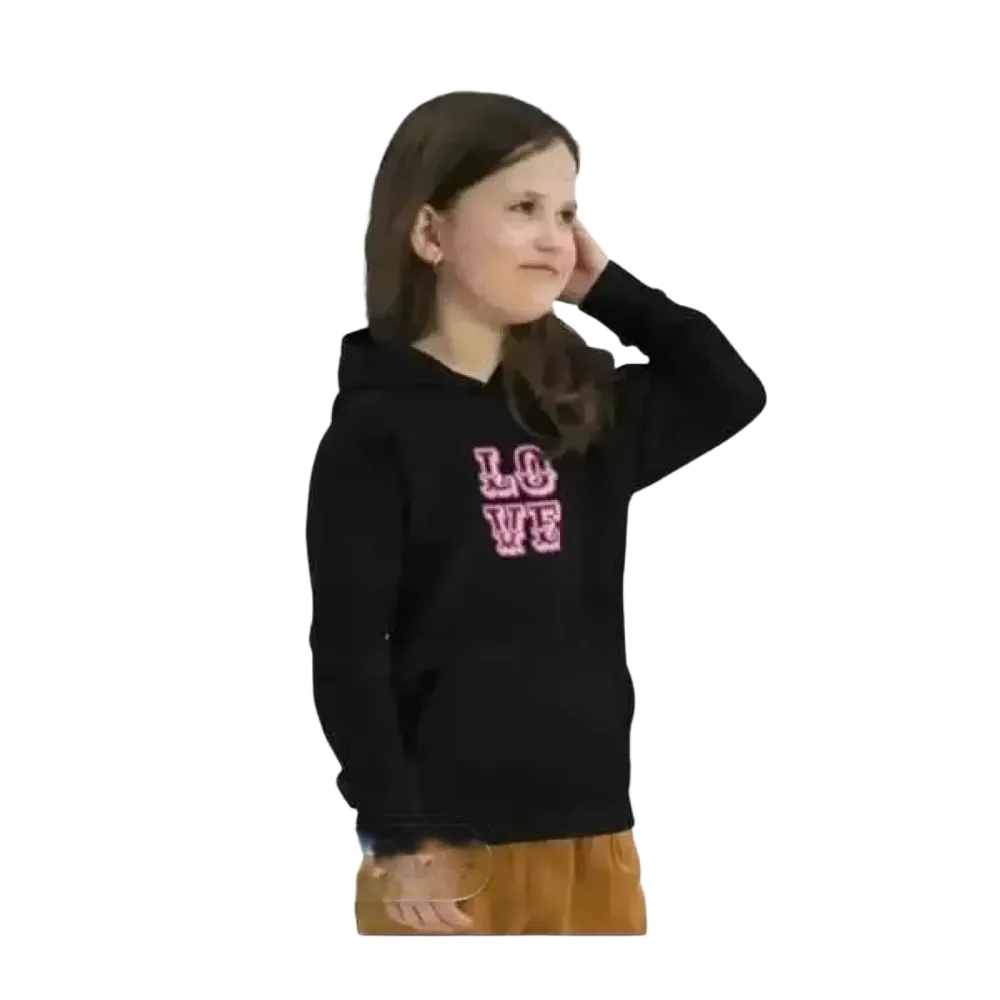 Mädchen Hoodie aus Baumwolle mit Love Grafik, Kinder Kapuzenpullover für Mädchen von 4 bis 12 Jahre, bequemer Kinderpullover