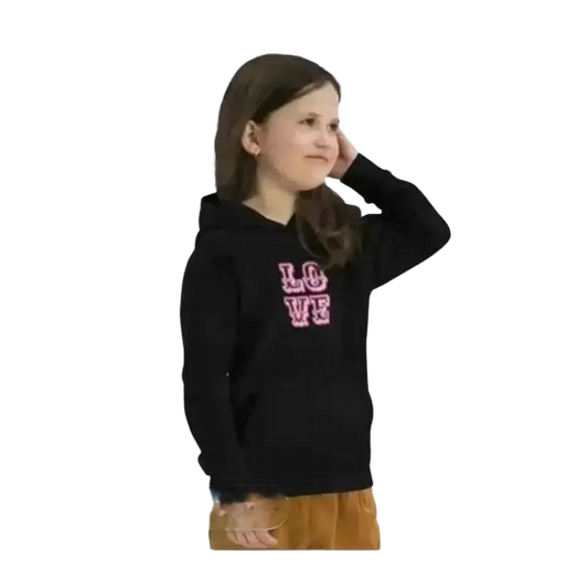 Mädchen Hoodie aus Baumwolle mit Love Grafik, Kinder Kapuzenpullover für Mädchen von 4 bis 12 Jahre, bequemer Kinderpullover