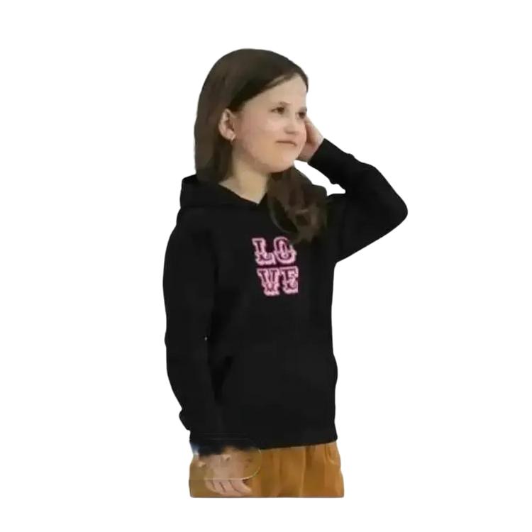 Mädchen Hoodie aus Baumwolle mit Love Grafik, Kinder Kapuzenpullover für Mädchen von 4 bis 12 Jahre, bequemer Kinderpullover