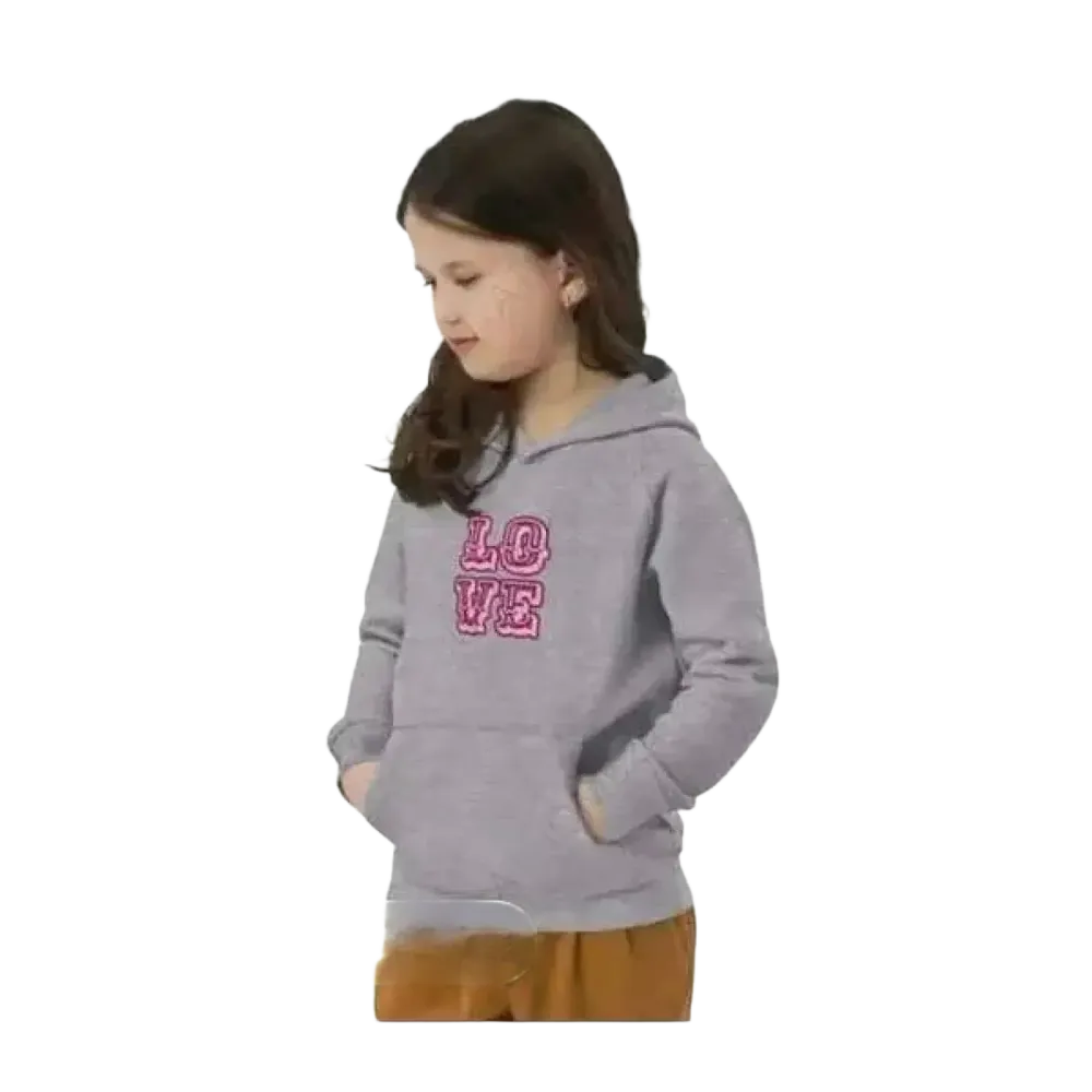 Hübscher Baumwoll-Kapuzenpullover für Kinder, Mädchen 4-12 Jahre mit Love Grafik, bequemer Hoodie von BUYATHOME24