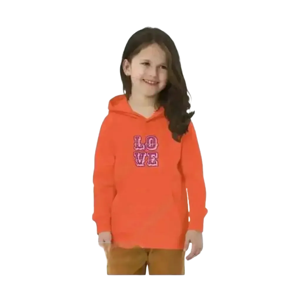 Mädchen Hoodie aus Baumwolle mit Love Grafik, Kinder Kapuzenpullover für Mädchen 4-12 Jahre, bequeme Alltagskleidung
