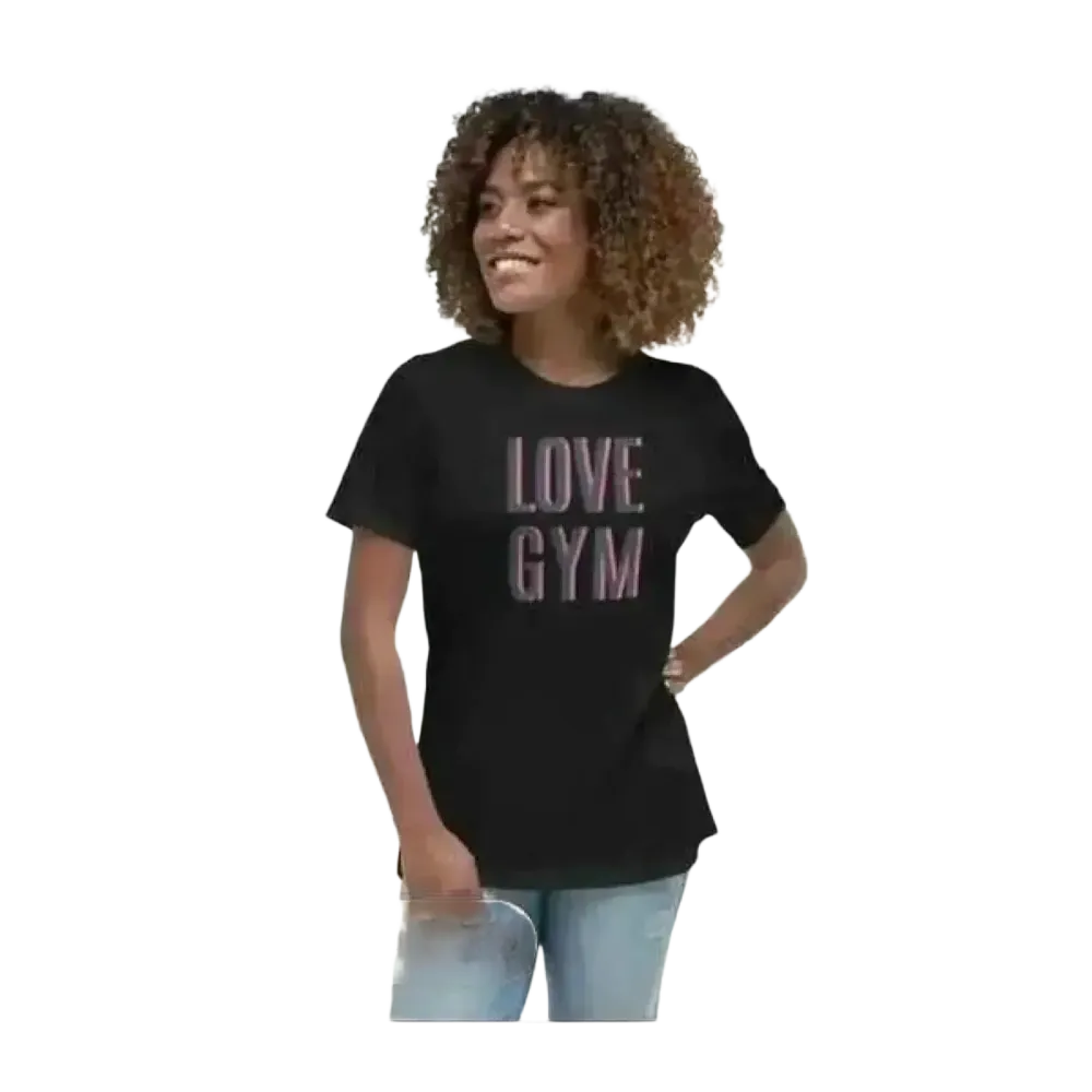 Grafik Damen T-Shirt aus Baumwolle in S-3XL, zeitloses, bequemes Rundhalsshirt mit Love Gym Design von BUYATHOME24.