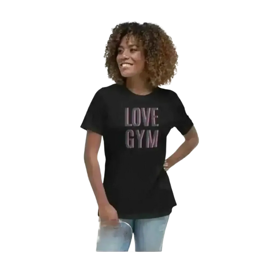 Grafik Damen T-Shirt aus Baumwolle in S-3XL, zeitloses, bequemes Rundhalsshirt mit Love Gym Design von BUYATHOME24.