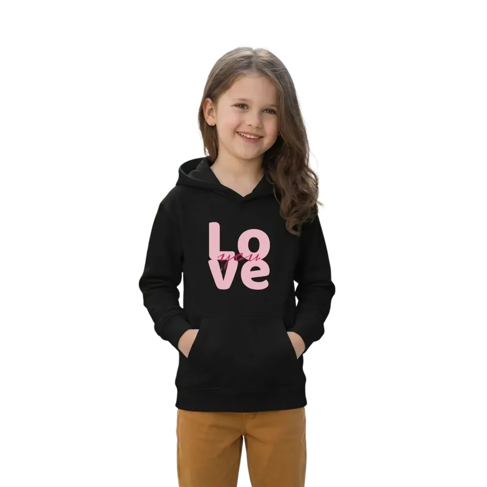 Unisex Kinder Hoodie mit Love-Grafik, personalisierbar, für Mädchen, 4-12 Jahre, bequemer Kapuzenpullover von BUYATHOME24