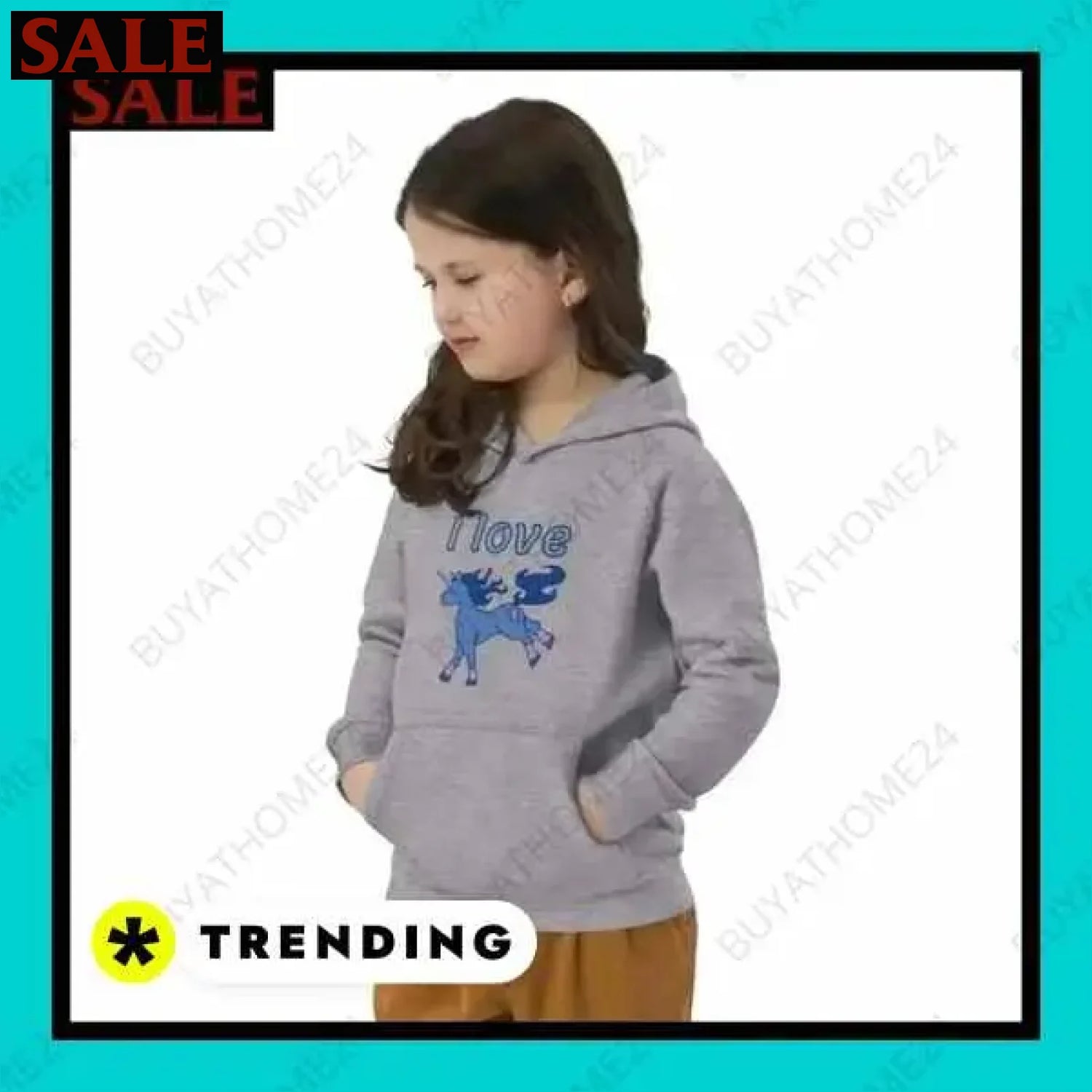 Mädchen Hoodie aus Baumwolle für Kinder von 4 bis 12 Jahren  Textildruck BUYATHOME24, T-Shirts BUYATHOME24, Hoodies BUYATHOME24,  Hosen BUYATHOME24, Jacken BUYATHOME24, Schuhe BUYATHOME24