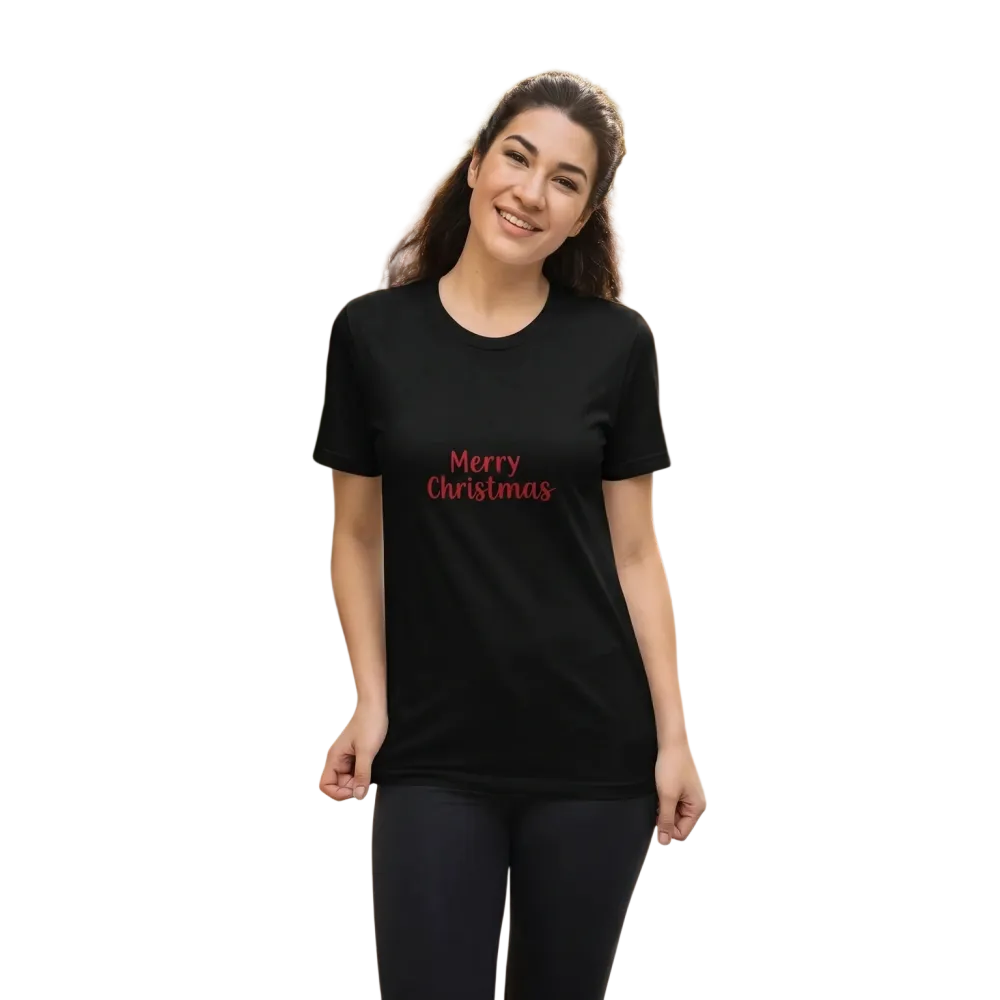 Hübsches Weihnachts-Grafik Damen-T-Shirt in Kurzarm, erhältlich in XS bis 3XL, von BUYATHOME24.