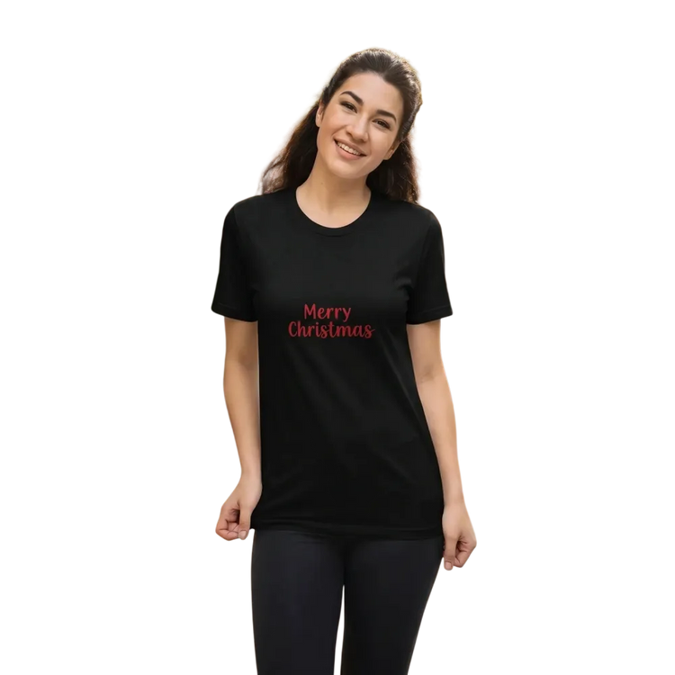 Hübsches Weihnachts-Grafik Damen-T-Shirt in Kurzarm, erhältlich in XS bis 3XL, von BUYATHOME24.