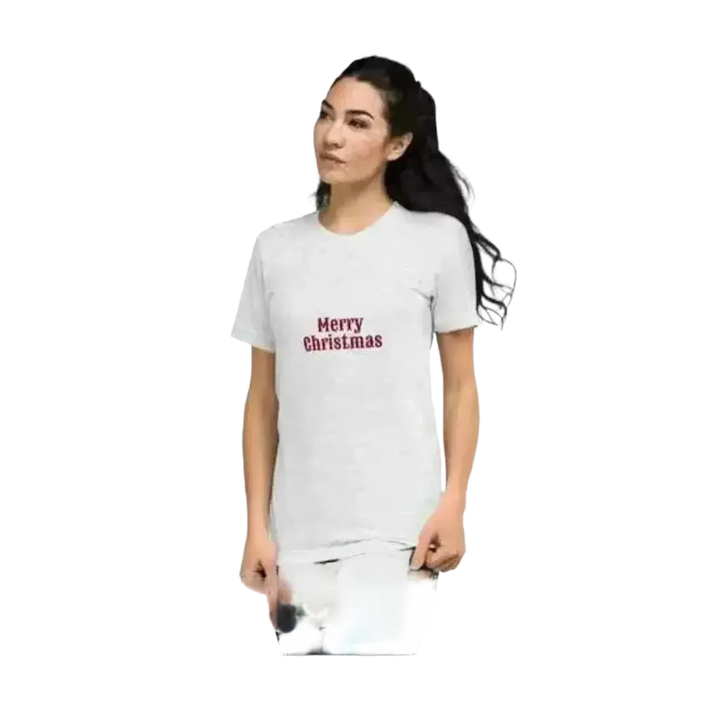 Merry Christmas Damen Kurzarm T-Shirt mit Grafik, Polyester, in XS bis 3XL, bequemes Damen-Shirt für festliche Anlässe