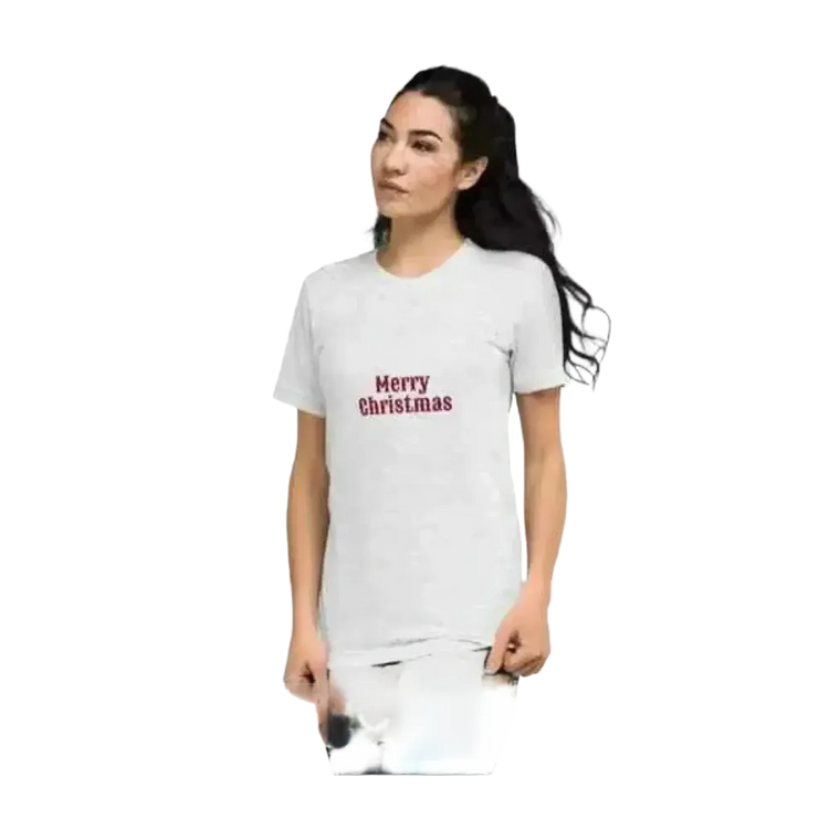 Merry Christmas Damen Kurzarm T-Shirt mit Grafik, Polyester, in XS bis 3XL, bequemes Damen-Shirt für festliche Anlässe