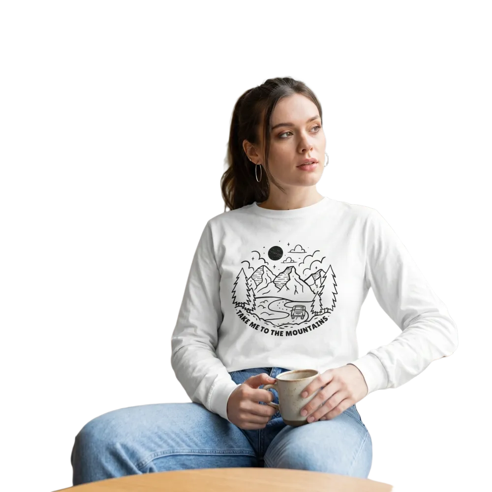 Herren und Damen Mountains Motiv Sweatshirt mit Rundhalsausschnitt, langärmlig, Unisex, Baumwolle, bequem und stylisch
