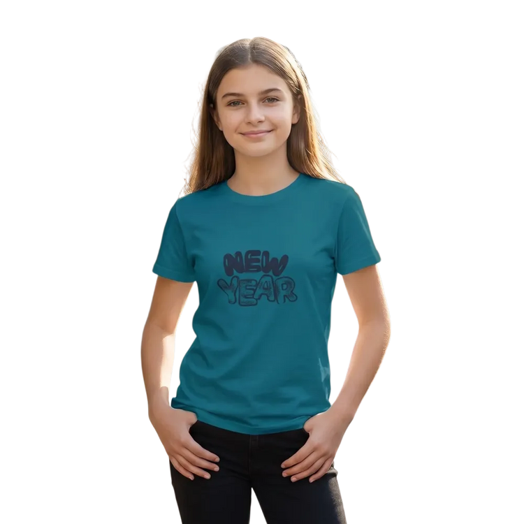 Unisex Neujahr Rundhals-T-Shirt mit Grafik, Kurzarm, Baumwolle, für Kinder 3-14 Jahre, von BUYATHOME24