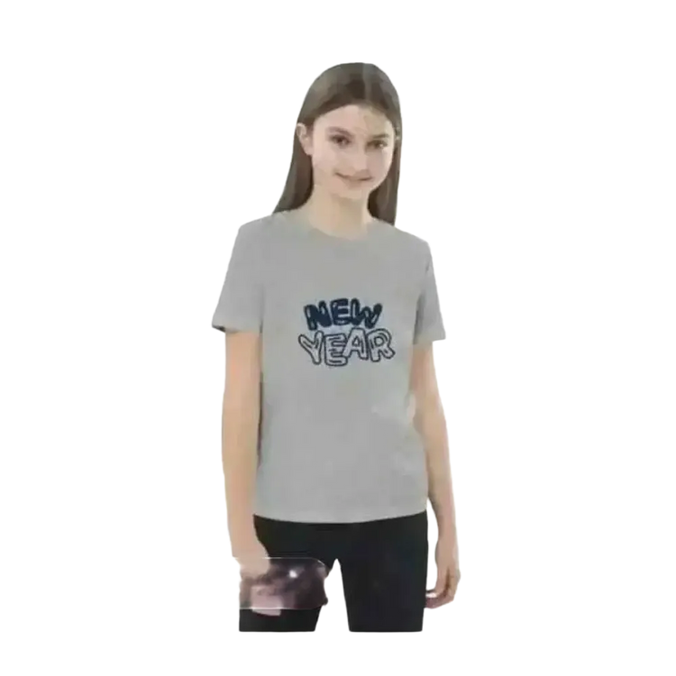 Grafik Unisex T-Shirt für Kinder 3-14 Jahre, kurzarm, aus Baumwolle, mit Neujahrs-Design, von BUYATHOME24