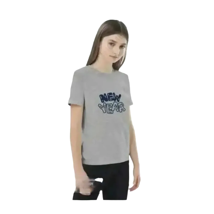 Grafik Unisex T-Shirt für Kinder, Baumwolle, kurzarm, Neujahr-Design, für Mädchen im Alter von 3-14 Jahren