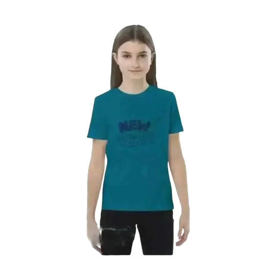 Grafik-Unisex-T-Shirt für Mädchen 3-14 Jahre, Baumwolle, Neujahr Design, kurzärmlig, im Ocean-Motiv, bequem und angenehm zu tragen.