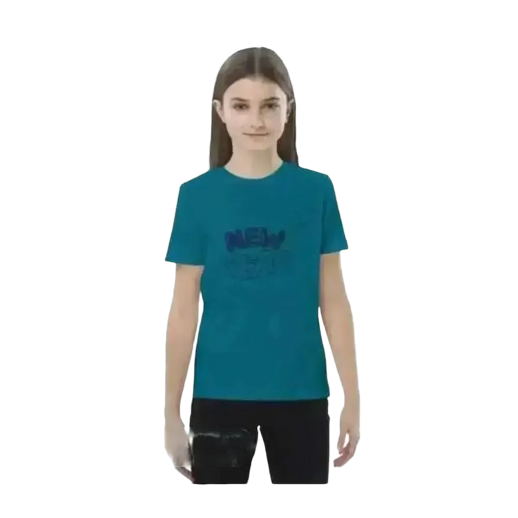 Grafik-Unisex-T-Shirt für Mädchen 3-14 Jahre, Baumwolle, Neujahr Design, kurzärmlig, im Ocean-Motiv, bequem und angenehm zu tragen.