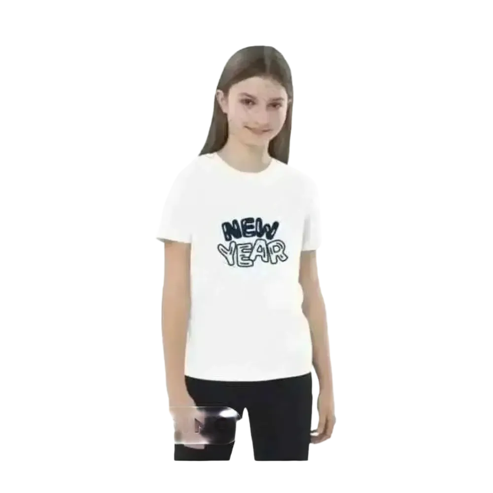 Grafik-Unisex-T-Shirt für Kinder 3-14 Jahre, Kurzarm, aus Baumwolle, mit Neujahrsmotiv, von BUYATHOME24.