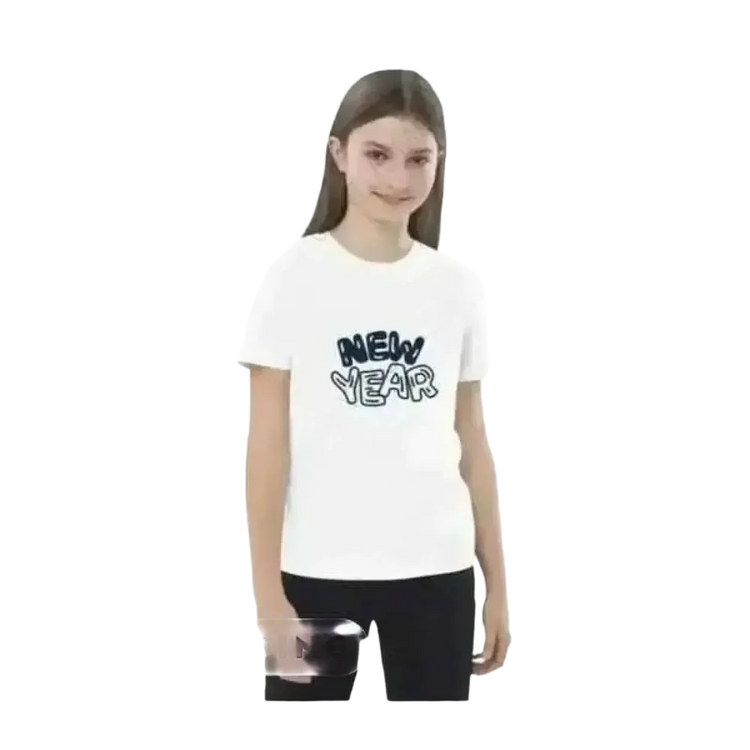 Grafik-Unisex-T-Shirt für Kinder 3-14 Jahre, Kurzarm, aus Baumwolle, mit Neujahrsmotiv, von BUYATHOME24.