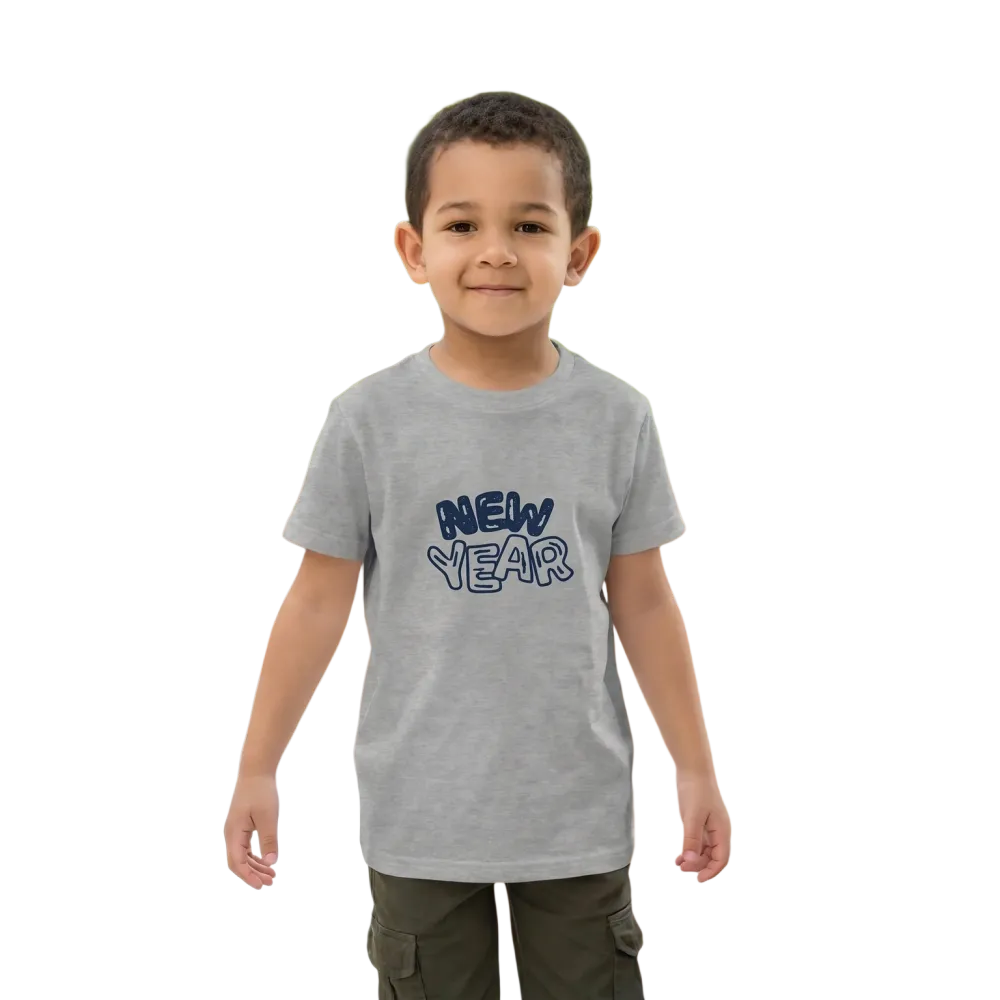 Kinder T-Shirt mit Neujahrsmotiv, unisex Kurzarm-Shirt für Kinder 3-14 Jahre, bequem und bunt mit Grafikdesign von BUYATHOME24