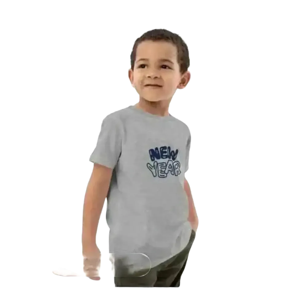Jungen Kurzarm T-Shirt mit Neujahrs-Grafik, Unisex, bequem und stilvoll, für Kinder von 3 bis 14 Jahren, BUYATHOME24