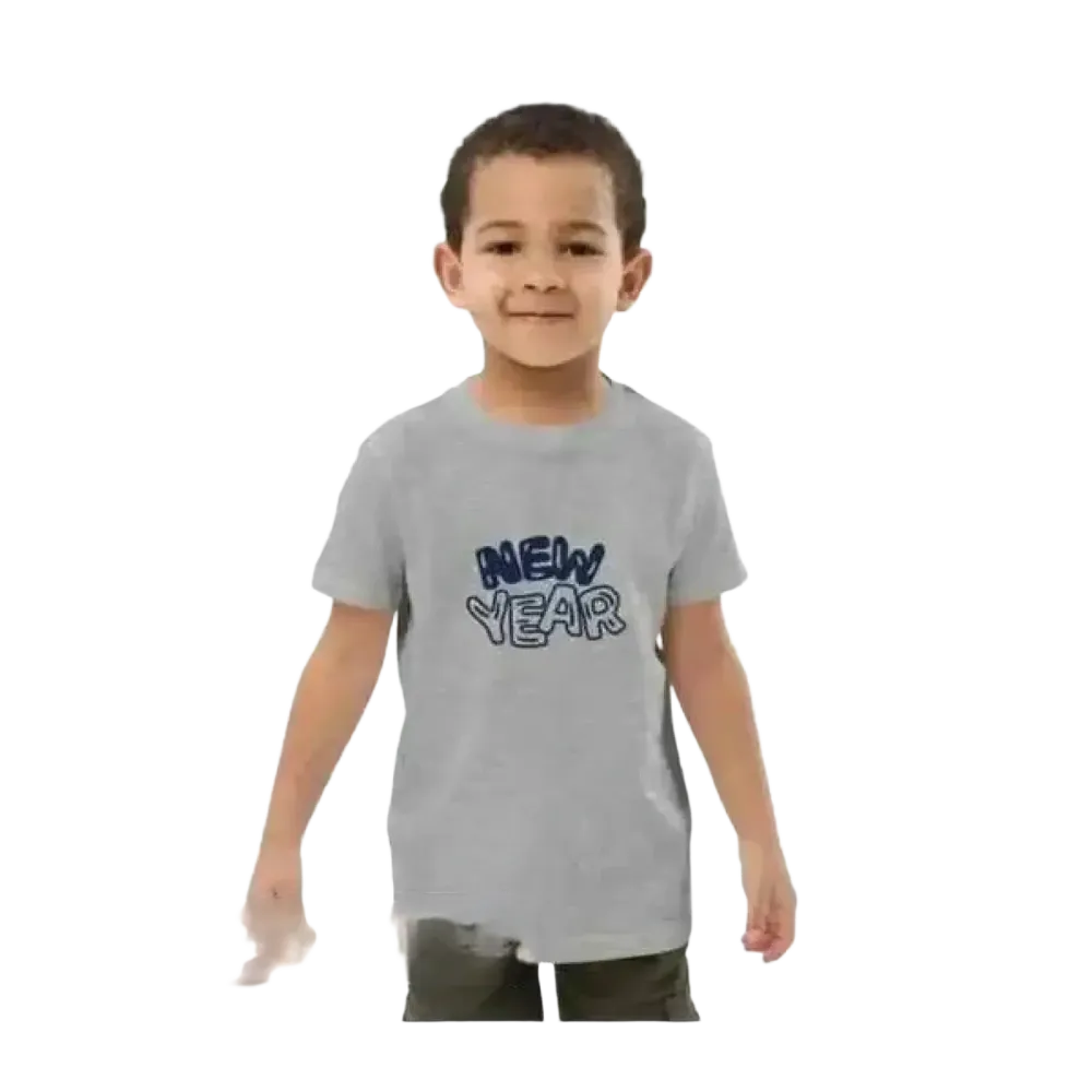 Jungen-Kurzarm-T-Shirt mit Neujahrs-Grafik für Kinder 3-14 Jahre, bequem und stilvoll, Unisex-Modell von BUYATHOME24