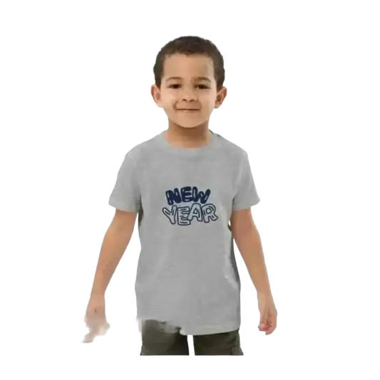 Jungen-Kurzarm-T-Shirt mit Neujahrs-Grafik für Kinder 3-14 Jahre, bequem und stilvoll, Unisex-Modell von BUYATHOME24