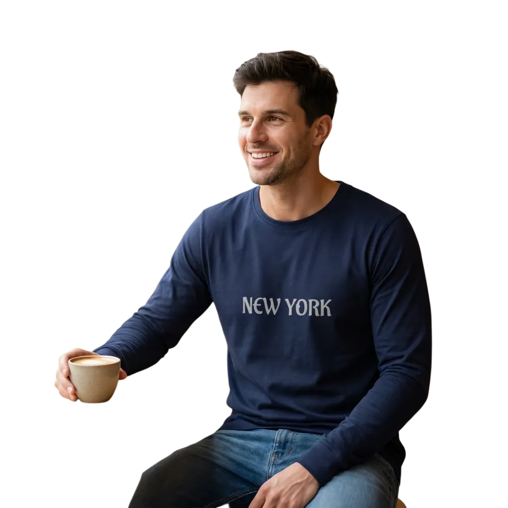 Unisex Langarm Sweatshirt aus Baumwolle mit New York Grafik, bedruckbar, in XS bis 2XL, bequemes Basic von BUYATHOME24.