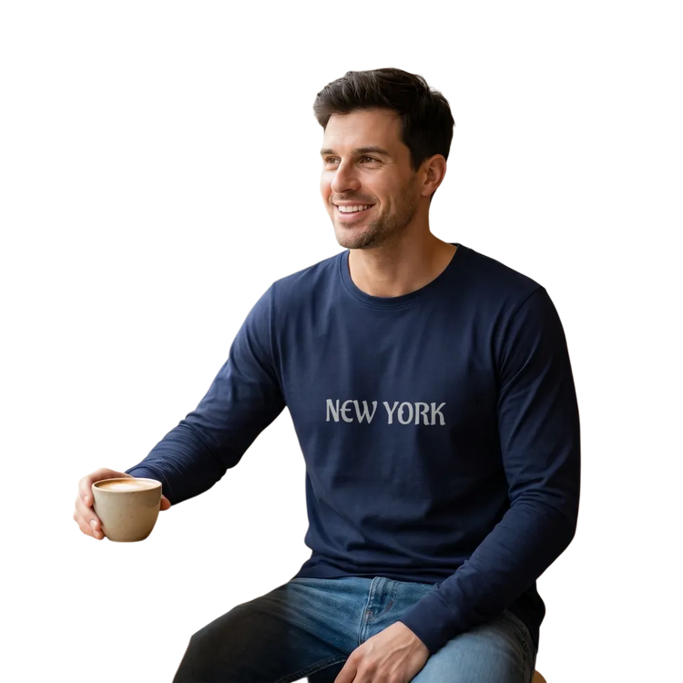 Unisex Langarm Sweatshirt aus Baumwolle mit New York Grafik, bedruckbar, in XS bis 2XL, bequemes Basic von BUYATHOME24.