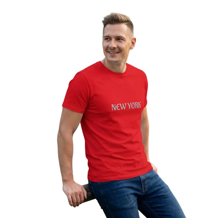 Grafik Unisex T-Shirt aus Baumwolle mit New York Design, bedruckbar, in Größen S bis 5XL, von BUYATHOME24