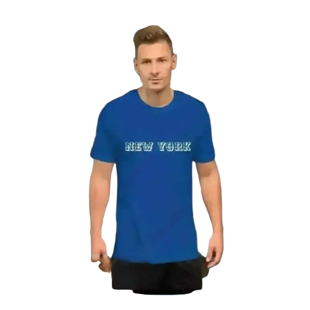 Herren Baumwoll-T-Shirt mit New York Grafik, Unisex, Kurzarm, True Royal, in XS bis 5XL, stilvoll für jeden Look