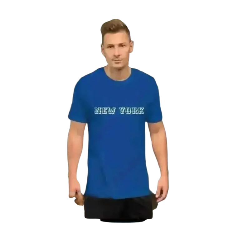 Herren Baumwoll-T-Shirt mit New York Grafik, Unisex, Kurzarm, True Royal, in XS bis 5XL, stilvoll für jeden Look